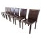 Vintage Dining Chairs in Brown Leather from Arper Italy, 1980s, Set of 6, Image 1