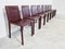 Vintage Dining Chairs in Bordeaux Leather from Arben Italy, 1980s, Set of 8 3