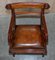 Regency Brown Leather Burr Walnut Metamorphic Reading Armchair to Library Steps 7