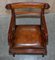 Regency Brown Leather Burr Walnut Metamorphic Reading Armchair to Library Steps, Image 7