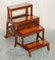 Regency Brown Leather Burr Walnut Metamorphic Reading Armchair to Library Steps, Image 14