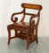 Regency Brown Leather Burr Walnut Metamorphic Reading Armchair to Library Steps, Image 3
