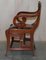 Regency Brown Leather Burr Walnut Metamorphic Reading Armchair to Library Steps, Image 13
