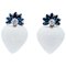 Boucles d'Oreilles Corail Blanc en Or Blanc 14K avec Saphirs et Diamants 1