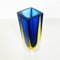 Mid-Century Italian Vase in Blue Murano Glass with Internal Yellow Shades, 1970s, Image 5