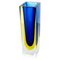 Italienische Mid-Century Vase aus blauem Murano Glas mit gelben Schattierungen, 1970er 1
