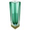 Italienische Mid-Century Vase aus grünem Murano Glas mit blauen Blautönen, 1970er 1