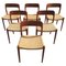 Mid-Century Danish Modern Model 75 Teak Chairs by N.O. Møller for Erco, Set of 6 1