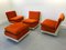 Modular Armchairs With Pouffe by W. Feierbach, 1970s, Set of 4 1