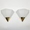 German Opaline Glass and Brass Wall Lamps / Sconces from Limburg, 1980s, Set of 2 1
