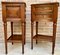 Mid-Century French Walnut Nightstands With Two Drawers & One Low Shelf, Set of 2 5