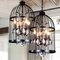 Modern Crystal and Iron Birdcage Chandelier, Set of 2, Image 6