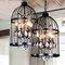 Modern Crystal and Iron Birdcage Chandelier, Set of 2, Image 4