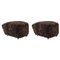 Espresso Smoked Oak Sheepskin The Tired Man Footstools from by Lassen, Set of 2, Image 1