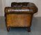 Antique Victorian Chesterfield Tufted Brown Leather Sofa with Feather Filled Cushions, Image 18