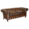Antique Victorian Chesterfield Tufted Brown Leather Sofa with Feather Filled Cushions 1