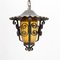 Lampada a sospensione vintage in metallo e vetro giallo, Francia, Immagine 11