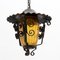 Vintage French Hanging Lamp in Metal and Yellow Glass, 1960, Image 4