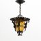 Vintage French Hanging Lamp in Metal and Yellow Glass, 1960 3