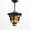 Vintage French Hanging Lamp in Metal and Yellow Glass, 1960, Image 3