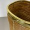 Mid-Century French Bauhaus Paper Bin in Rattan and Brass, 1960s 8