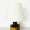 Mid-Century Italian Table Lamp in Briar and Metal with Opaque White Fabric, 1960s 5
