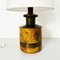 Mid-Century Italian Table Lamp in Briar and Metal with Opaque White Fabric, 1960s 4