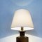 Mid-Century Italian Table Lamp in Briar and Metal with Opaque White Fabric, 1960s 9