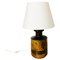 Mid-Century Italian Table Lamp in Briar and Metal with Opaque White Fabric, 1960s 1