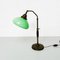 Italian Art Deco Ministerial Metal Table Lamp in Green Glass and Bakelite, 1930 3