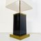 Lámpara de mesa italiana Mid-Century de vidrio acrílico marrón y latón, años 70, Imagen 4