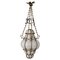 Mid-Century Venetian Brass and Mouth Blown Murano White Glass Chandelier, 1940s, Image 1