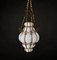 Mid-Century Venetian Brass and Mouth Blown Murano White Glass Chandelier, 1940s, Image 13