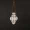 Mid-Century Venetian Brass and Mouth Blown Murano White Glass Chandelier, 1940s 10