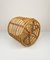 Italian Bamboo and Wicker Round Pouf Stool by Franco Albini, 1960s 8