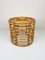 Italian Bamboo and Wicker Round Pouf Stool by Franco Albini, 1960s 3