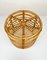 Italian Bamboo and Wicker Round Pouf Stool by Franco Albini, 1960s 7