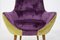 Vintage Wooden Armchairs in Purple and Green Velvet, Set of 2, Image 2