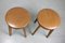 Tabouret Mid-Century en Similicuir Marron, Set de 2 3