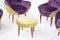 Small Vintage Wooden Armchairs & Pouf in Purple and Green Velvet, Set of 3, Image 13