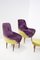 Small Vintage Wooden Armchairs & Pouf in Purple and Green Velvet, Set of 3, Image 9