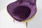 Small Vintage Wooden Armchairs & Pouf in Purple and Green Velvet, Set of 3, Image 5