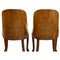 Art Deco Walnut & Leather Tub Dining Chairs, Set of 4, Image 7