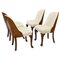 Art Deco Walnut & Leather Tub Dining Chairs, Set of 4 1