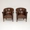 Antique Swedish Leather Armchairs, Set of 2, Image 2
