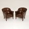 Antique Swedish Leather Armchairs, Set of 2, Image 9