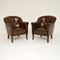 Antique Swedish Leather Armchairs, Set of 2 1