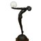 Lampada Art Deco in bronzo a grandezza naturale con globo di Max Le Verrier con marchio Foundry 186 Cm., Immagine 10