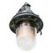 Vintage Industrial Clear Striped Glass & Gray Pendant Light, Image 2