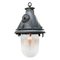 Vintage Industrial Clear Striped Glass & Gray Pendant Light, Image 5